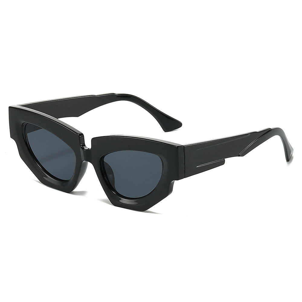New Personalized Fashion Cat Eye Sunglasses Instagram Trendy Irregular Water Chestnut Hip Simple Leisure Street Photography Sunglasses